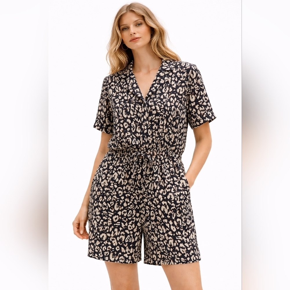 H&M Resort-collar Leopard Romper XL